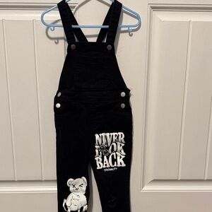 Active USA Black Kids Overalls with Bear Graphic